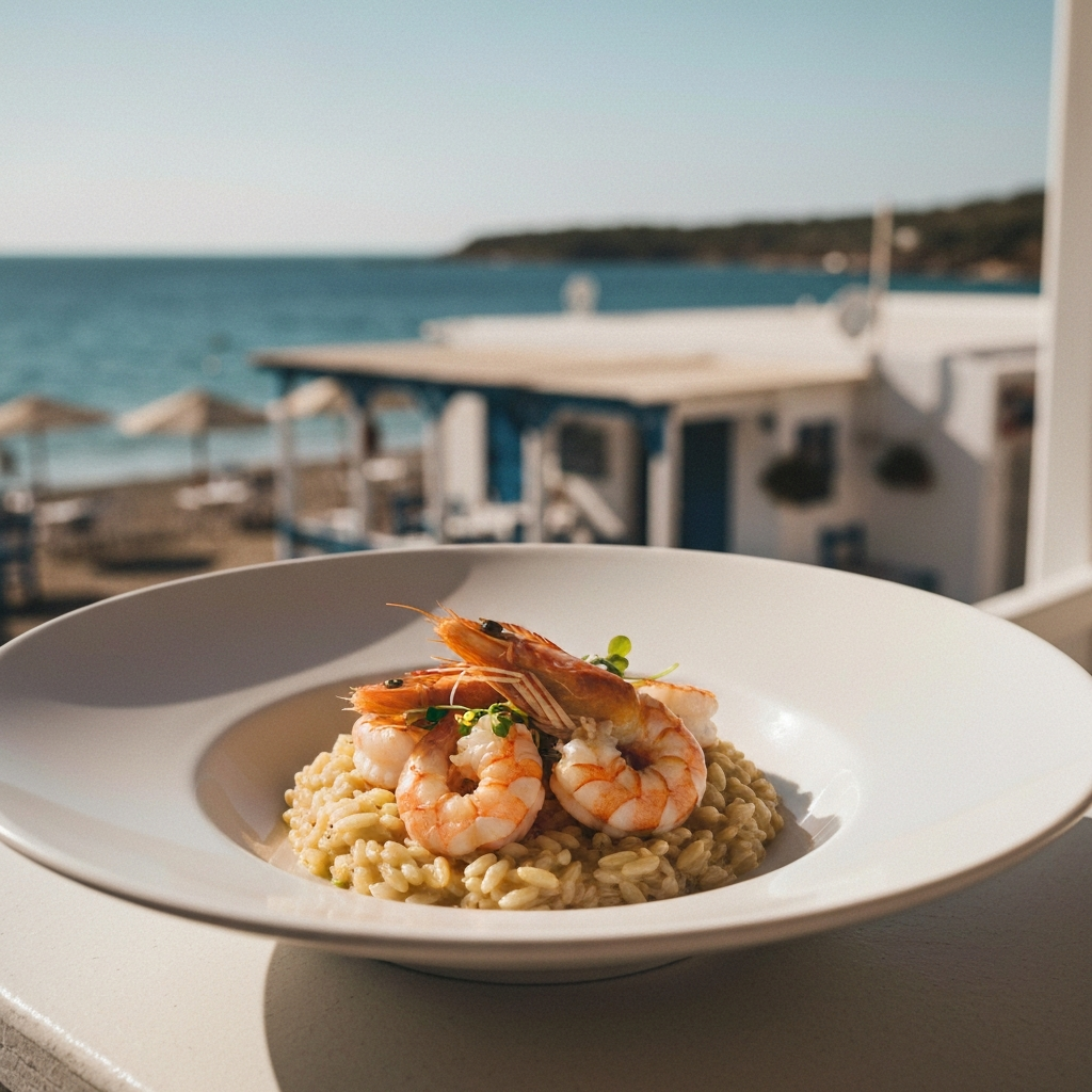 Krewetki Orzotto